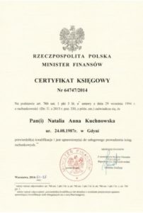 Certyfikat księgowy - Biuro rachunkowe Gdynia